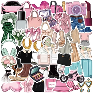 Fashion Girl Travel Outfit Waterproof Stickers DIY Luggage Laptop Scrapbooking Journal Decals PVC Decorative Labels