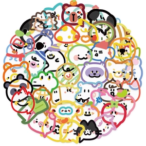 Lot de 50 autocollants animaux colorés en PET transparent pour journaux et laptops