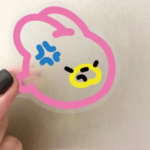Autocollants lapin rose mignon en PET avec expressions drôles pour bagages et DIY