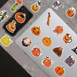 50pcs Halloween cartoon pumpkin ghost stickers for laptops and water bottles decoration