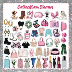 Collection of 50 waterproof cartoon stickers for girls suitcase and scrapbooking