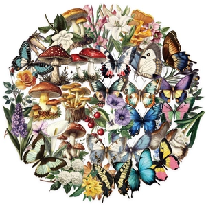 Vintage Forest Botanical PET Stickers Mushroom Butterfly Flower Waterproof Decorative Decals For DIY Scrapbooking Journaling Stationery