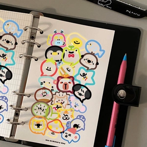 50 autocollants d'animaux mignons en PET pour décoration de journal et valise DIY
