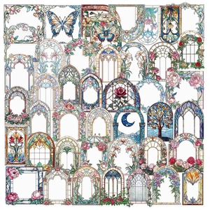 Autocollants Vintage Floraux Vitraux en PET Pour Scrapbooking DIY Arts Décoratifs Artisanat Journaling Collage