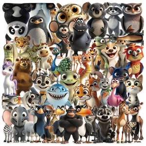 50 Stück Realistische Tier PET Aufkleber Pack 3D Cartoon Tier Dekorative Sticker Für DIY Scrapbook Laptop Wasserflasche Kinder Schreibwaren