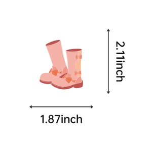 Pink heart high-top boots PET sticker dimensions: 2.11 inches tall by 1.87 inches wide