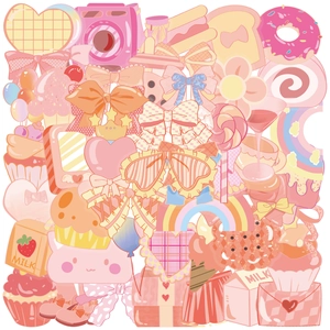 Pink Sweetheart PET Stickers Transparent Cute Cartoon Decorative Decals For Journal DIY Laptop Water Bottle
