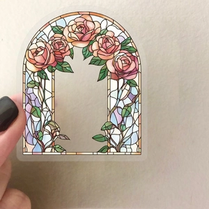 50 autocollants vintage fleurs PET avec arche de roses style vitrail pour scrapbooking DIY