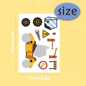 Détails d'autocollants de chantier avec dimensions de 16 cm sur 11 cm environ
