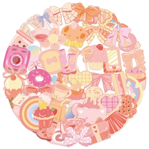 50 Stück rosa süße Cartoon PET-Sticker für Scrapbooking und Journal-Dekoration