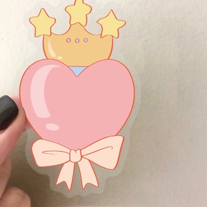 Süßer rosa Herz-Aufkleber mit goldener Krone und Schleife für DIY-Handydekoration