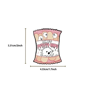 Ghost Potato Chips cartoon stickers pack for suitcases showing size dimensions in inches