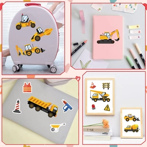 Autocollants de chantier étanches pour enfants sur ordinateur portable et valise