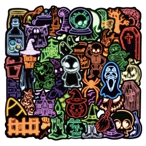 Halloween Neon Stickers Waterproof PVC Graffiti Decals For Laptop Skateboard Luggage Water Bottle Party Decor
