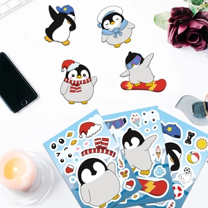 DIY cartoon penguin puzzle stickers for kids, creative educational gift set for crafts