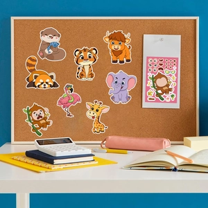 8-pack cute cartoon animal mix and match stickers with giraffe and elephant puzzles