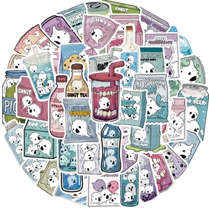 Lot de 50 stickers fantômes gourmands pour valises avec motifs créatifs de snacks