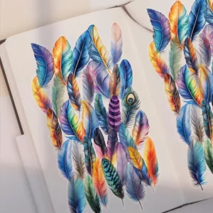 Vibrant PET feather stickers for scrapbooking and creative journal decoration