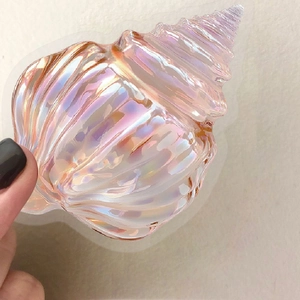 Iridescent seashell stickers with rainbow holographic effect for DIY journal decoration