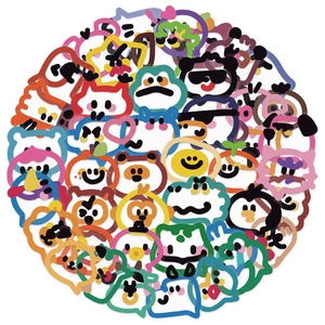 50 pieces of cute waterproof PET cartoon animal stickers for DIY planners and phone cases