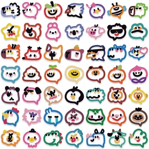 Detailed sheet of 50 cute waterproof animal bubble stickers for journals and laptops