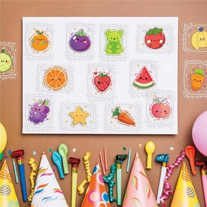 Detail shot of 50 pieces of cute waterproof PET cartoon candy stickers for journals