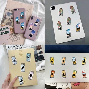 50 cute black cat PET stickers pack for DIY decorating laptops, phones and notebooks