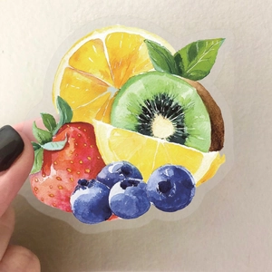 50 Pcs colorful transparent PET fruit stickers for DIY scrapbooking and water bottle decor