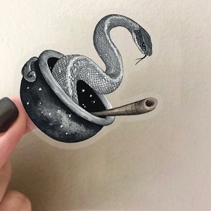 Gothic dark watercolor snake sticker for DIY journals and laptop decoration stickers
