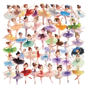 Autocollants Danseuse de Ballet Dessin Animé Imperméables PET Transparents Pour Journal Carnet Guitare Valise Décoration DIY