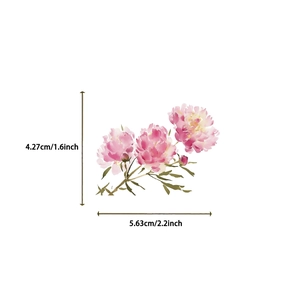 Pink aesthetic flower sticker in watercolor style for journals with size dimensions