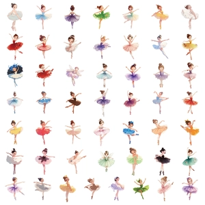 Détail de 49 autocollants de danseuses de ballet colorées pour décorer les ordinateurs