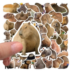 50 Realistic Capybara stickers for scrapbooking featuring cute animal photo designs