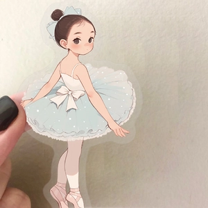 Autocollants en PET transparent imperméables avec 50 dessins de ballerines de dessin