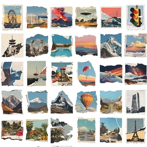 Vintage PET Torn Photo Stickers Waterproof Decorative Artistic Scrapbooking Decals For DIY Phone Case Laptop Journal Decor