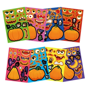 8 sheets of Halloween pumpkin expression stickers for kids DIY party decoration and crafts