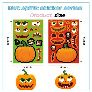 DIY Halloween Pumpkin Face Stickers Set, Waterproof Craft Decals for Creative Kids Activities