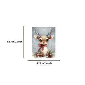 Detailed size chart of cute reindeer Christmas sticker showing dimensions 5.67x4.26 cm