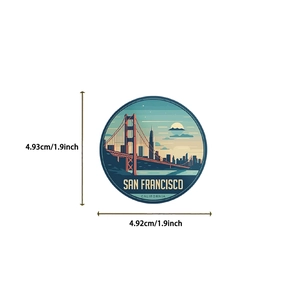 Autocollant rond de voyage San Francisco Golden Gate Bridge avec design vintage