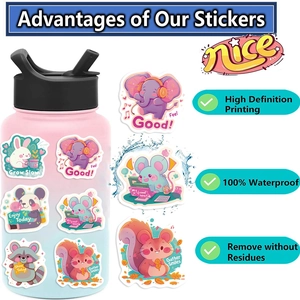 50 autocollants animaux de dessin animé imperméables pour décoration de portable DIY