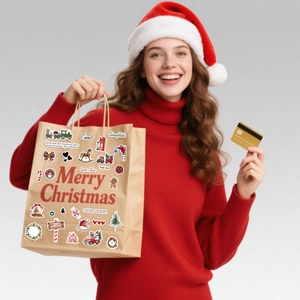 Christmas DIY stickers featuring Santa and reindeer for festive holiday craft decoration