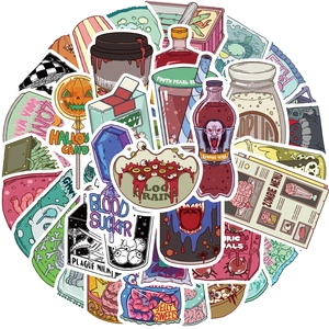 50pcs Cartoon Zombie Food Stickers for Halloween Party Decoration DIY Laptop Water Bottle