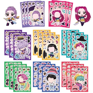 Anime Girl DIY Dress Up Stickers Waterproof Reusable PVC Face Changing Decals For Scrapbooking Journaling Kids Stickers