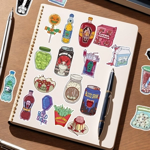 50pcs Halloween cartoon zombie food stickers for laptop decoration and DIY party supplies