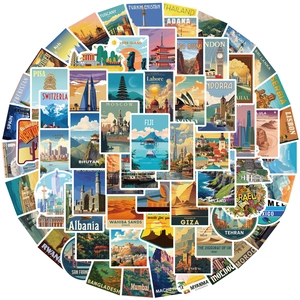100-piece pack of vintage world landmark travel stickers for suitcases and laptops