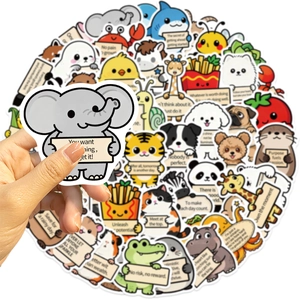 Lot de 50 autocollants d'animaux mignons avec citations positives pour bagages et DIY