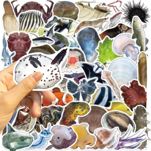 Autocollants réalistes de créatures marines imperméables avec limaces de mer et poissons