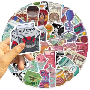 Spooky cartoon horror food stickers set for laptop guitar and DIY waterproof decoration