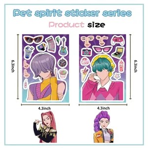Lot d'autocollants DIY imperméables avec personnages de dessins animés et accessoires