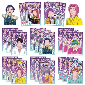 DIY Cartoon Anime Make A Face Autocollants Imperméable Réutilisable PVC Auto-adhésif Autocollants pour Scrapbooking Enfants